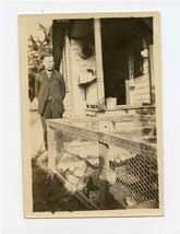 Man and Chicken Coop Black &amp; White Photo  - £7.73 GBP