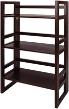 3-Tier Folding Bookshelf Solid Wood Display Storage Collapsible Natural Finish - £94.20 GBP