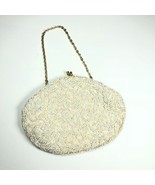 Vintage Richere Bag By Walborg Made in Hong Kong White Creme Beaded Chai... - $32.73