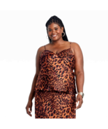 A New Day Women&#39;s Plus Slim Fit V-Neck Satin Cami Blouse Size 1X Brown L... - $369.57 MXN