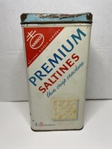 Vtg Nabisco Premium Saltine Crackers Metal Tin with Lid - 9” 14 Oz. - £9.90 GBP