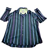 Jerry Garcia Button Up XL Flip Cuff Vertical Striped Long Sleeve Shirt - $33.28 CAD