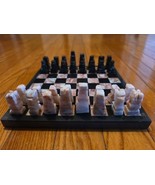 Vintage Aztec Hand Carved Onyx and Marble Mini Chess Set and Board  - $979.40 MXN