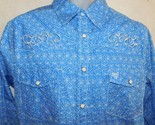 COWBOY HARDWARE Mens Snap Up Shirt Long Sleeve Embroidered Blue Floral s... - $33.61