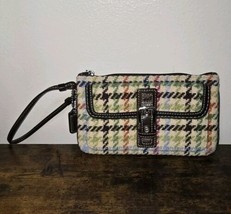 Coach Hampton Tattersall Wool Plaid Wristlet - £47.43 GBP