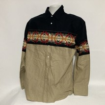 Vintage Pearl Snap Men&#39;s Large 90’s Aztec Design Rustler Wrangler Cowboy... - $17.70