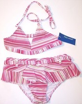 NWT Greendog Girl&#39;s Pink Stripe 2 Pc Swimsuit, 8, 10, 14 or 16 - £12.36 GBP