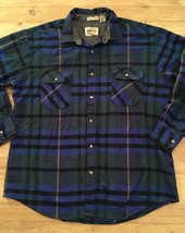 Vintage Men’s Saugatuck Dry Goods Plaid Flannel Shirt XLT Tall Acrylic Blue - £34.61 GBP
