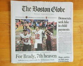Tom Brady Tampa Buccaneers Wins Super Bowl LV Boston Globe Newspaper  2-... - £53.70 GBP