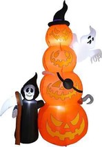 8.5 FT Halloween Inflatable 4 Pumpkins Lawn Decoration Ghost Grim Reaper Blow Up - £48.63 GBP