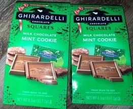 Ghirardelli 2-Bags Milk Chocolate Mint Cookie Squares 4.1 oz Each ~ 7/31... - $17.81