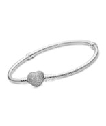 PANDORA Jewelry Moments Sparkling Heart Clasp Snake Chain in - £223.61 GBP