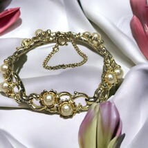 Vintage Coro Faux Pearl Gold Tone Bracelet 7” - $19.94