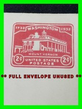#U525a Washington Bicentennial 1929-1932 2¢ Carmine On Unused White Enve... - $69.29
