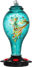 Hummingbird Feeder, Hand Blown Glass Hummingbird Feeder, Never Fade, 36 ... - $49.41