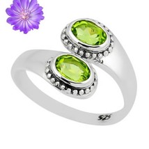 Natural Peridot Gemstone 925 Silver Cluster Ring Size  For Girls - £7.39 GBP