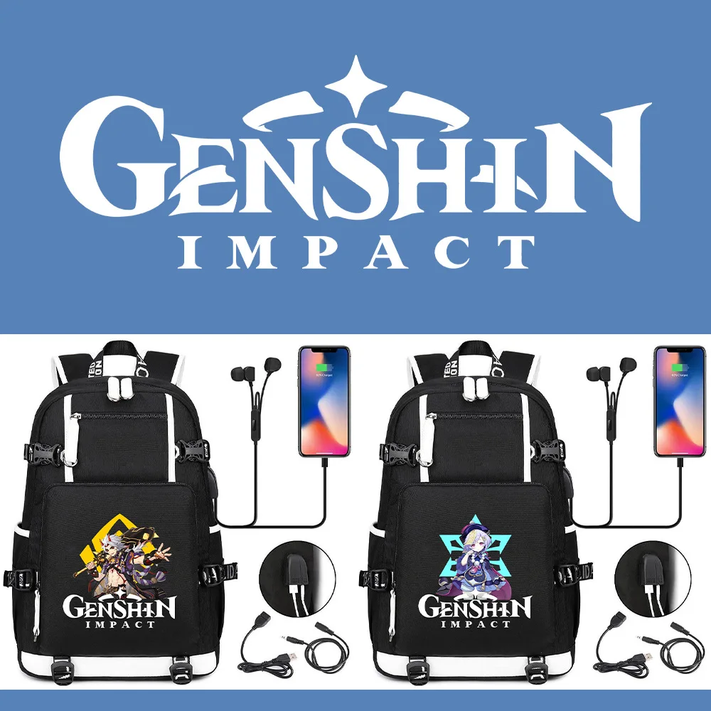 Game Genshin Impact Backpack Student School Shoulder Bag Xiao Klee Large - £32.91 GBP