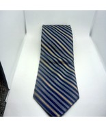 Calvin Klein Men&#39;s Silk Tie 59&quot; X 4.5&quot;  w/ blue/gold  striped Pre-Owned - £11.04 GBP