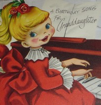 Blond Girl Playing a Piano Birthday Song for Granddaughter Vintage 1950&#39;... - €5,25 EUR