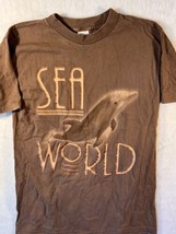 Sea World Single Stitch Shirt 90s  Brown Mens Medium Dolphin  - £12.62 GBP