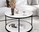 Round Coffee Table With Storage Open Shelf,Mdf&amp;Iron Frame,Sofa Table For... - $222.99