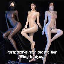 Women Sheer Oil Shiny Glossy Bodysuit Catsuit Bodystocking Gloves Tights... - £12.42 GBP