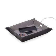 Bey Berk Large Leather Snap Valet and Charging Station Tray Black - £39.19 GBP