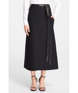 New NWT Womens Long Black Wool Skirt Designer Jill Stuart 6 Wrap Leather... - £465.70 GBP