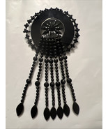 Victorian Antique large jet black mourning glass Applique W Smaller Roun... - $410.76 CAD