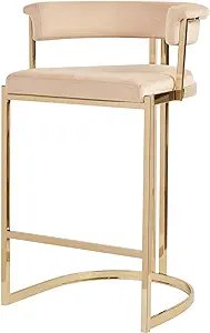 Benjara 27 Inch Cantilever Counter Height Stool, Velvet Seat, Curved Bac... - $1,237.99