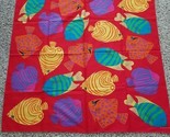 Vintage Echo Cotton Scarf Fish Tropical 30” Square Bright Colorful Made ... - $24.75