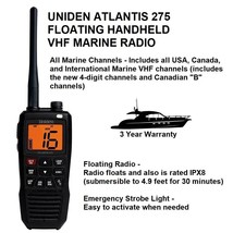 Uniden Atlantis 275 Floating Handheld Vhf Marine Radio With All Marine Channels - $132.99