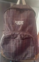 Trans By Jansport Backpack Brown Plaid Leather Bottom School Work Water ... - $33.78 CAD