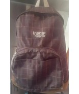 Trans By Jansport Backpack Brown Plaid Leather Bottom School Work Water ... - $24.74