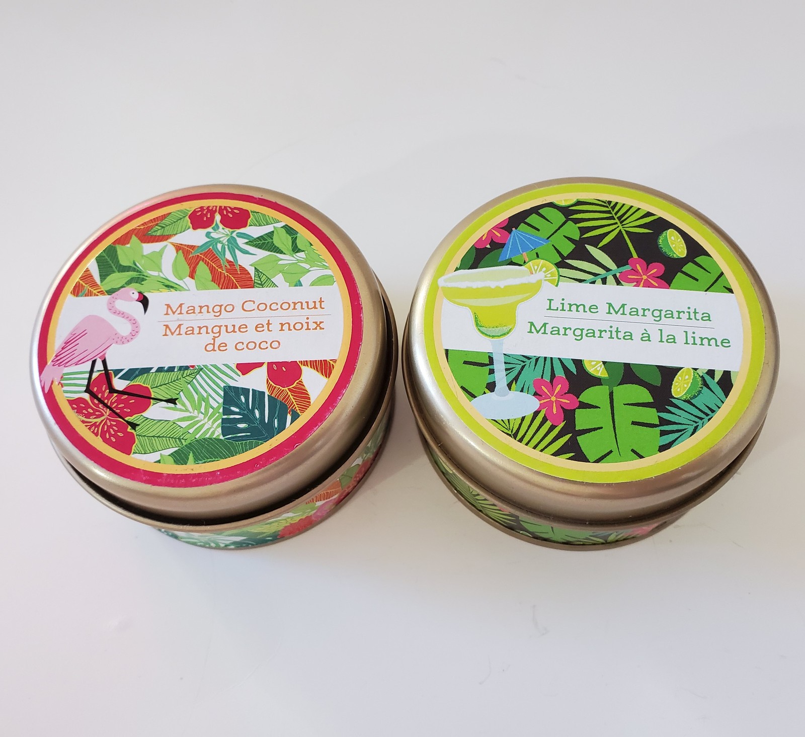 Candle in Tin, Set of 2, Lime Margarita and Mango Coconut, 3oz each - £10.44 GBP