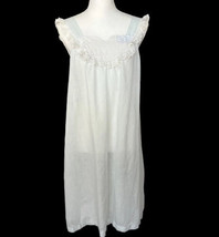 Vtg Ilise Stevens Nightgown Sleeveless Lace Ruffle Embroidered Pale Blue Small - £19.41 GBP