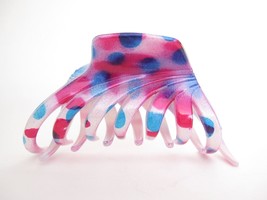 Spotted pink blue white hair claw clip for medium fine hair - $8.95