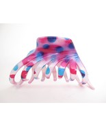Spotted pink blue white hair claw clip for medium fine hair - £7.17 GBP