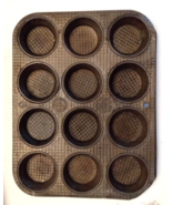 Ekco Ovenex Muffin Tin Baking Pan X12 Waffle Pattern MCM VTG Metal OvenWare - £15.72 GBP