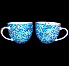 Lilly Pulitzer Fab Fit Fun Set Two Blue Lion Cappucino Coffee Mugs LIL-HO-001  - £35.87 GBP