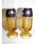 Vintage Yellow Glass Salt and Pepper Shaker Metal Lid Indianna ? - €27,51 EUR