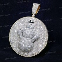 Tester Pass Round Cut Real Moissanite Disk Snowman Pendant 925 Sterling Silver - £299.71 GBP