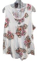 New LuLaRoe 2XL White Melon Pink Green Dainty Floral Tank Regular Tank Top - $25.73