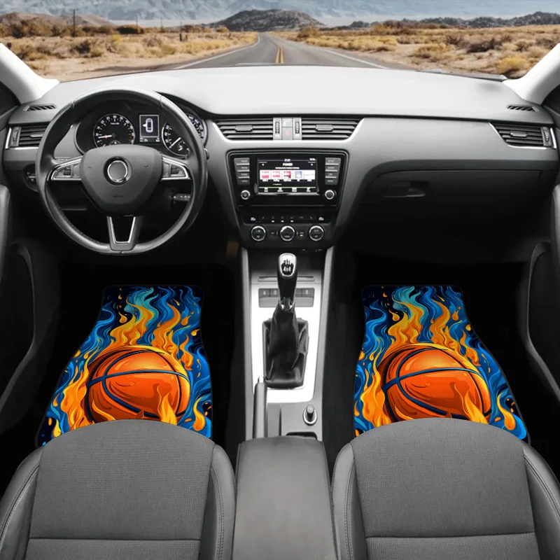 1Pc Car Seat Floor Mat Basketball Print Car Front Rear Seat Floor Pads Auto - £12.40 GBP