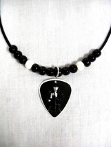 1968 Black &amp; White Elvis Presley In Leather Photo Guitar Pick Pendant Necklace - £9.55 GBP