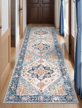 Serissa Boho Washable Runner Rug, 2&#39;6&quot;X8&#39; Rug Runner Non-Slip Vintage Blue - $56.93