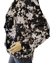 Vintage Apt 9 Black &amp; White Lightweight Silky Hi-Low Long Sleeve Blouse ... - $176.89 MXN