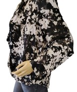 Vintage Apt 9 Black &amp; White Lightweight Silky Hi-Low Long Sleeve Blouse ... - $174.97 MXN