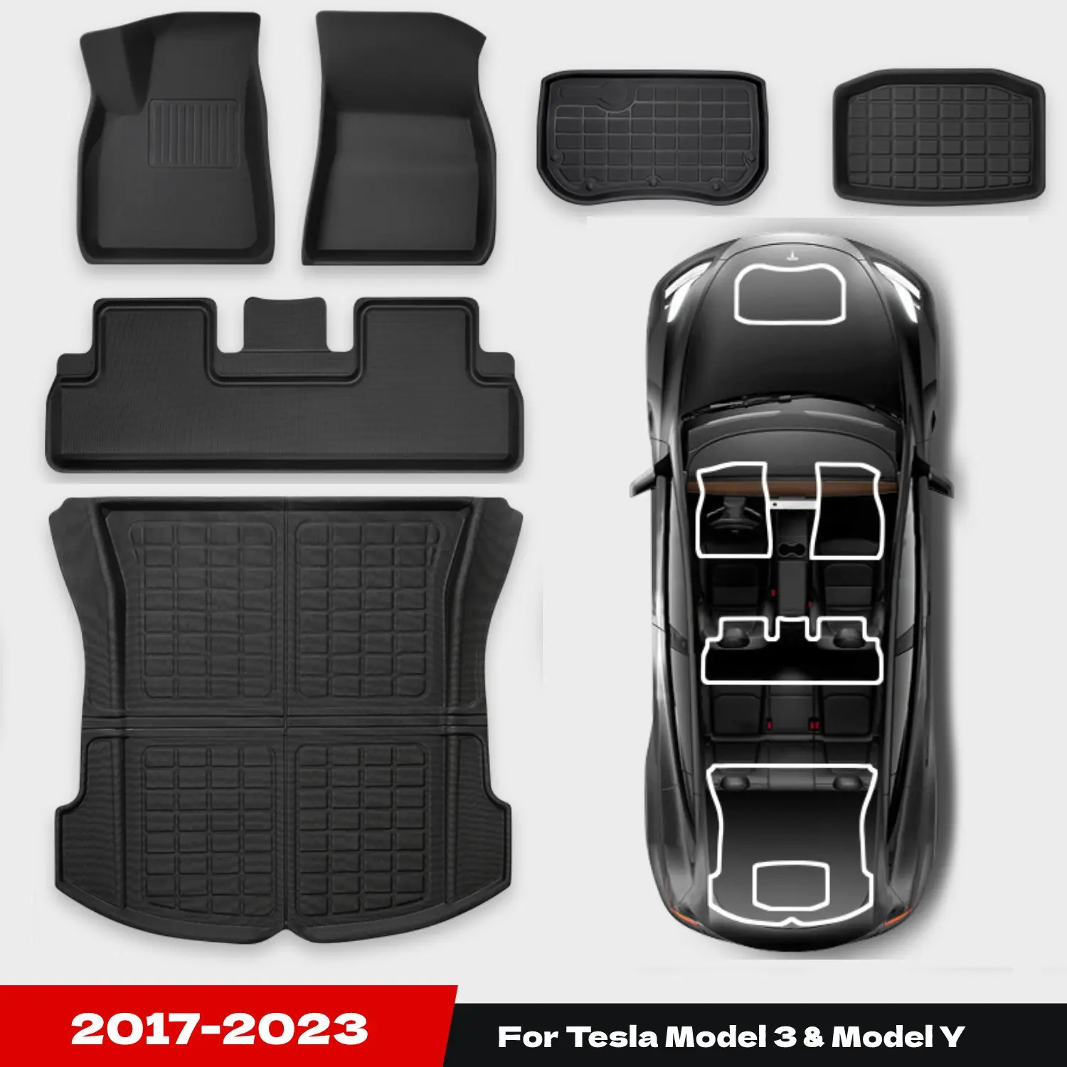 Fits Tesla Model 3 Model Y Floor Mat Luggage Mat Left Hand Drive 2017-2023 Left - £117.03 GBP+
