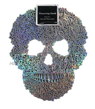 Halloween Flowering Skull Vinyl Placemats Iridescent Silver Set of 6 Creepy - £35.15 GBP